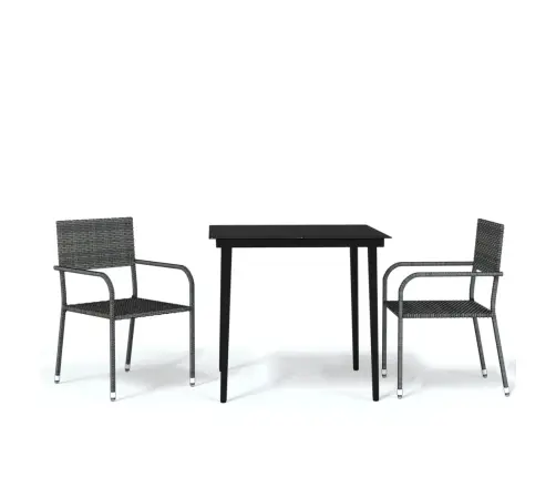 Sodo Valgomojo Baldų Komplektas, 3 Dalių, Pilkos Spalvos