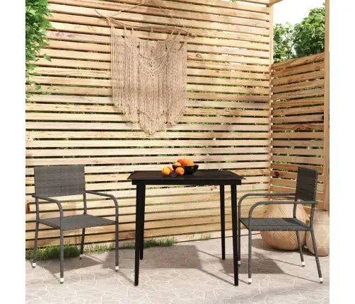 Sodo Valgomojo Baldų Komplektas, 3 Dalių, Pilkos Spalvos