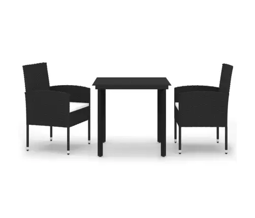3-Daļīgs Dārza Mēbeļu Komplekts, Melns Vidaxl