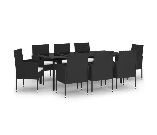 9-Osaline Aiamööblikomplekt, Must