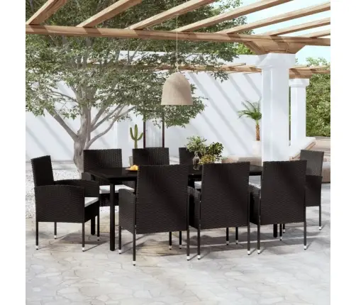 9-Osaline Aiamööblikomplekt, Must