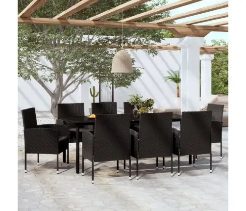 9-Osaline Aiamööbli Komplekt, Must