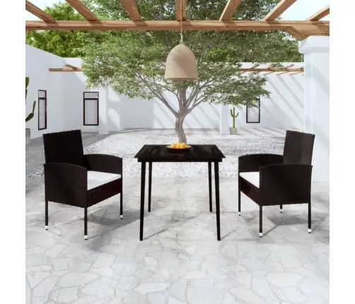 3-Daļīgs Dārza Mēbeļu Komplekts, Melns Vidaxl