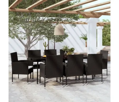 9-Osaline Aiamööblikomplekt, Must