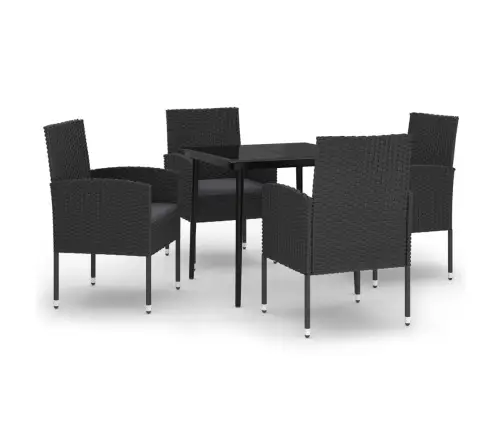 Sodo Valgomojo Baldų Komplektas, 5 Dalių, Juodos Spalvos