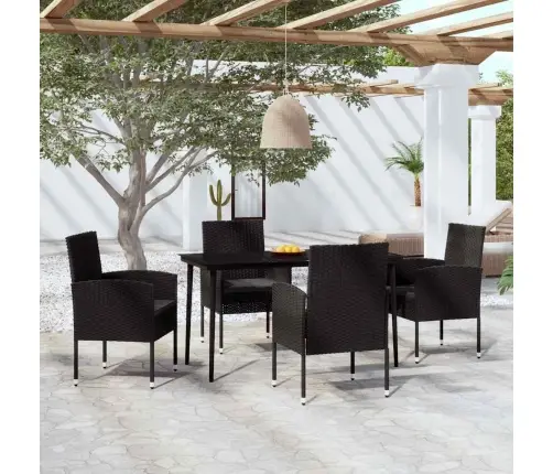 5-Osaline Aiamööbli Komplekt, Must