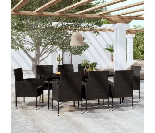 9-Osaline Aiamööblikomplekt, Must