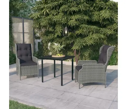 3-Osaline Aiamööbli Komplekt, Helehall