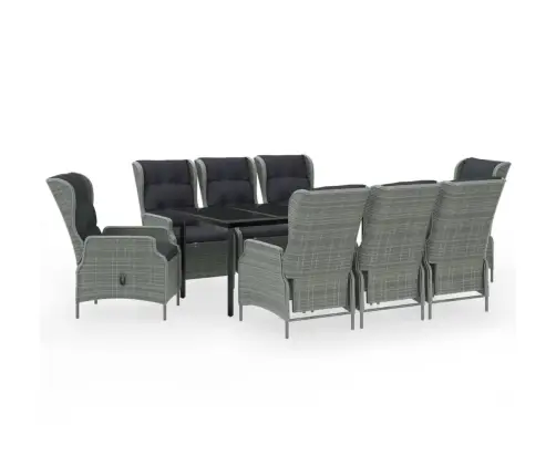 9-Daļīgs Dārza Mēbeļu Komplekts, Gaiši Pelēks Vidaxl