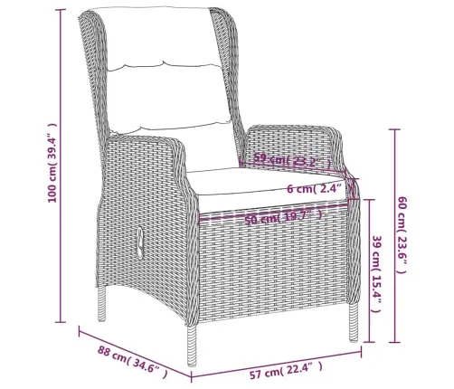 7-Daļīgs Dārza Mēbeļu Komplekts, Tumši Pelēks Vidaxl