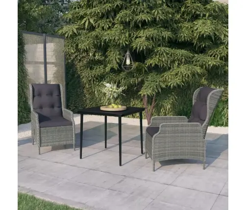 3-Daļīgs Dārza Mēbeļu Komplekts, Gaiši Pelēks Vidaxl