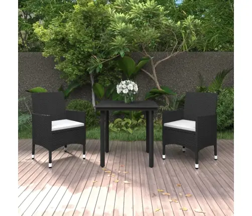 3-Daļīgs Dārza Mēbeļu Komplekts, Pe Rotangpalma, Stikls Vidaxl