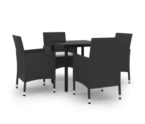 5-Daļīgs Dārza Mēbeļu Komplekts, Pe Rotangpalma, Stikls Vidaxl