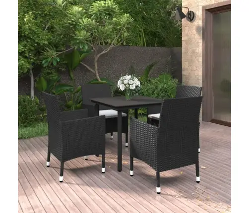 5-Daļīgs Dārza Mēbeļu Komplekts, Pe Rotangpalma, Stikls Vidaxl