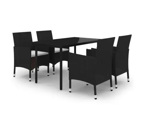 5-Daļīgs Dārza Mēbeļu Komplekts, Pe Rotangpalma, Stikls Vidaxl