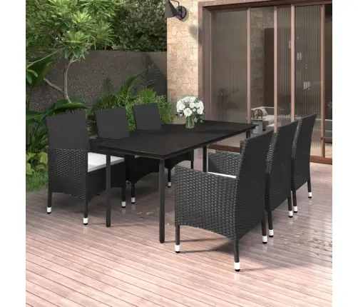 7-Daļīgs Dārza Mēbeļu Komplekts, Matrači, Rotangpalma, Stikls Vidaxl