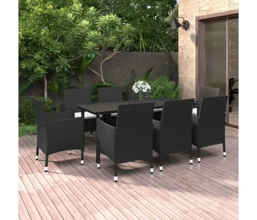 9-Daļīgs Dārza Mēbeļu Komplekts, Pe Rotangpalma Un Stikls Vidaxl