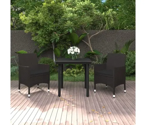 3-Daļīgs Dārza Mēbeļu Komplekts, Pe Rotangpalma, Stikls Vidaxl 3-Daļīgs Dārza Mēbeļu Komplekts, Pe Rotangpalma, Stikls Vidaxl