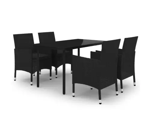 5-Daļīgs Dārza Mēbeļu Komplekts, Pe Rotangpalma, Stikls Vidaxl