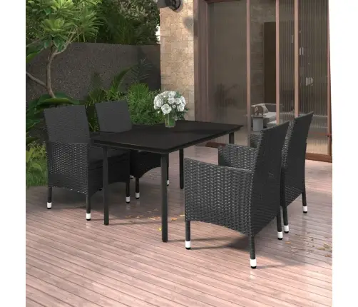 5-Daļīgs Dārza Mēbeļu Komplekts, Pe Rotangpalma, Stikls Vidaxl