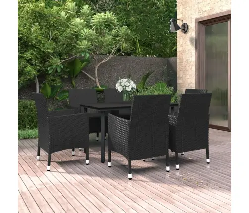 7-Daļīgs Dārza Mēbeļu Komplekts, Matrači, Rotangpalma, Stikls Vidaxl