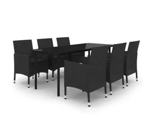 7-Daļīgs Dārza Mēbeļu Komplekts, Matrači, Rotangpalma, Stikls Vidaxl