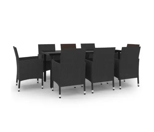 9-Daļīgs Dārza Mēbeļu Komplekts, Pe Rotangpalma Un Stikls Vidaxl