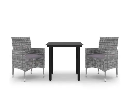 3-Daļīgs Dārza Mēbeļu Komplekts, Pe Rotangpalma, Stikls Vidaxl