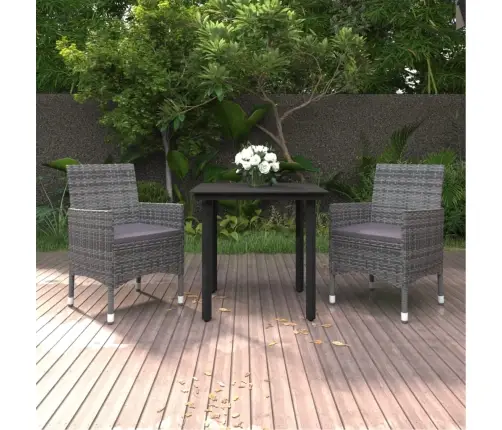 3-Daļīgs Dārza Mēbeļu Komplekts, Pe Rotangpalma, Stikls Vidaxl