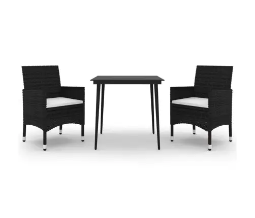 3-Daļīgs Dārza Mēbeļu Komplekts, Pe Rotangpalma, Stikls Vidaxl