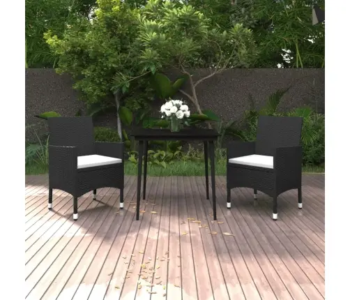 3-Daļīgs Dārza Mēbeļu Komplekts, Pe Rotangpalma, Stikls Vidaxl