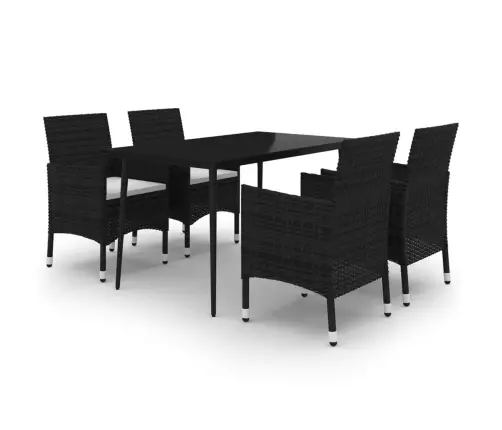 5-Daļīgs Dārza Mēbeļu Komplekts, Pe Rotangpalma, Stikls Vidaxl