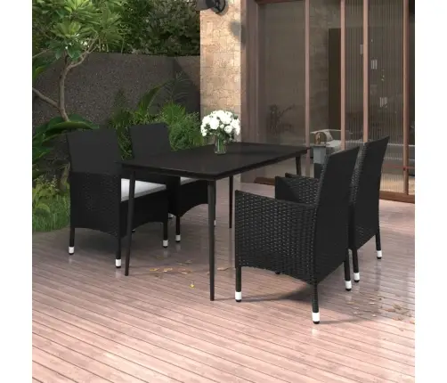 5-Daļīgs Dārza Mēbeļu Komplekts, Pe Rotangpalma, Stikls Vidaxl