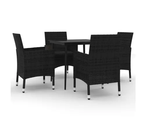 5-Daļīgs Dārza Mēbeļu Komplekts, Pe Rotangpalma, Stikls Vidaxl