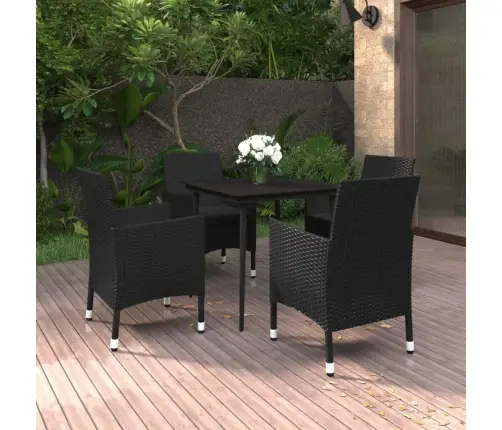 5-Daļīgs Dārza Mēbeļu Komplekts, Pe Rotangpalma, Stikls Vidaxl