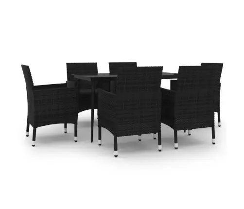 7-Daļīgs Dārza Mēbeļu Komplekts, Matrači, Rotangpalma, Stikls Vidaxl