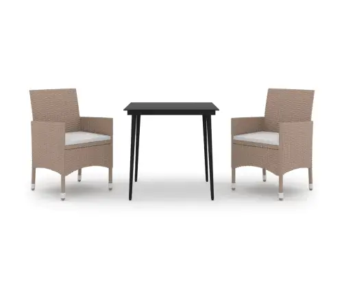 3-Daļīgs Dārza Mēbeļu Komplekts, Pe Rotangpalma, Stikls Vidaxl