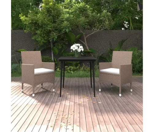 3-Daļīgs Dārza Mēbeļu Komplekts, Pe Rotangpalma, Stikls Vidaxl