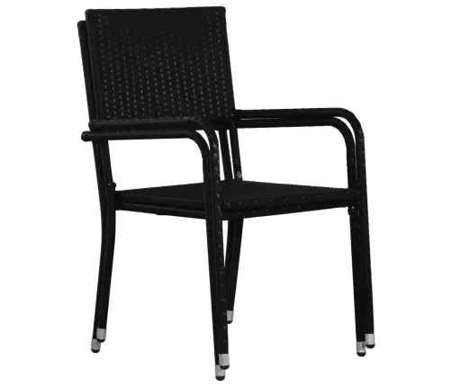 Sodo Valgomojo Kėdės, 6Vnt., Juodos Spalvos, Poliratanas