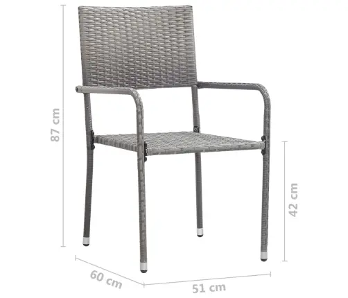 Dārza Krēsli, 6 Gab., Pelēki, Pe Rotangpalma Vidaxl