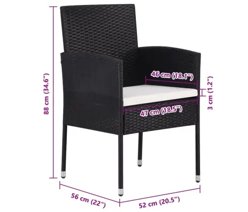 Dārza Krēsli Ar Bēšiem Spilveniem, 2 Gb., Melni, Pe Rotangpalma Vidaxl