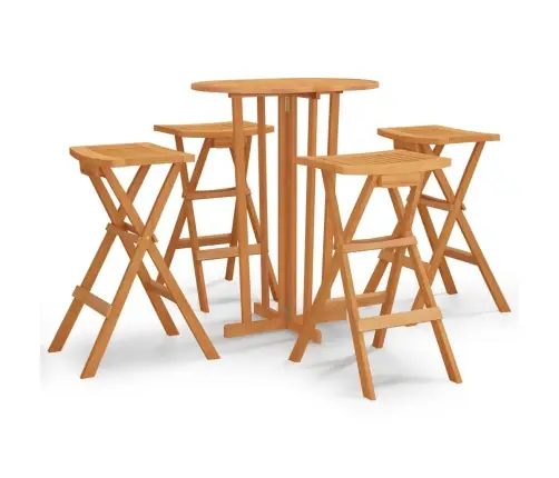 5-Daļīgs Bāra Mēbeļu Komplekts, Saliekams, Masīvs Tīkkoks  Vidaxl