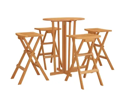 5-Daļīgs Bāra Mēbeļu Komplekts, Saliekams, Masīvs Tīkkoks  Vidaxl