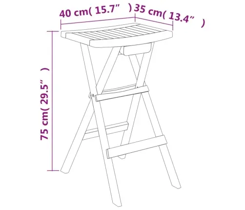 5-Daļīgs Bāra Mēbeļu Komplekts, Saliekams, Masīvs Tīkkoks  Vidaxl