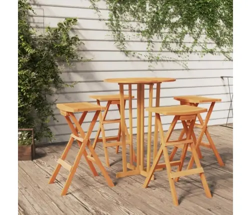 5-Daļīgs Bāra Mēbeļu Komplekts, Saliekams, Masīvs Tīkkoks  Vidaxl