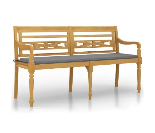 Sols Ar Pelēku Matraci, 150 Cm, Masīvs Tīkkoks Vidaxl