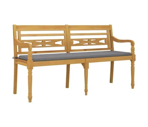 Sols Ar Pelēku Matraci, 150 Cm, Masīvs Tīkkoks Vidaxl