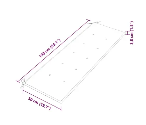 Sols Ar Pelēku Matraci, 150 Cm, Masīvs Tīkkoks Vidaxl