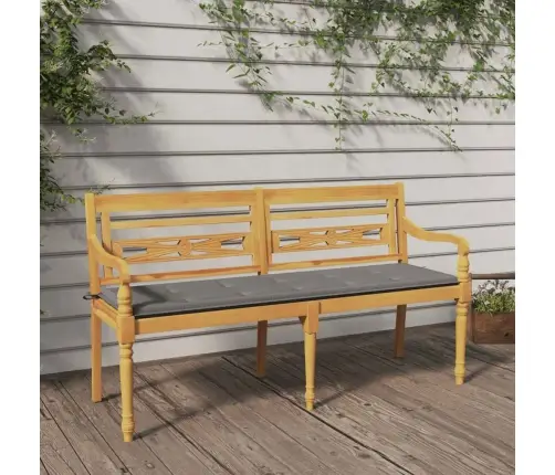 Sols Ar Pelēku Matraci, 150 Cm, Masīvs Tīkkoks Vidaxl