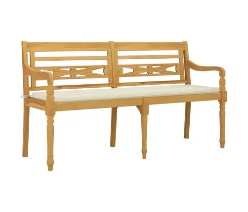 Sols Ar Krēmkrāsas Matraci, 150 Cm, Masīvs Tīkkoks Vidaxl